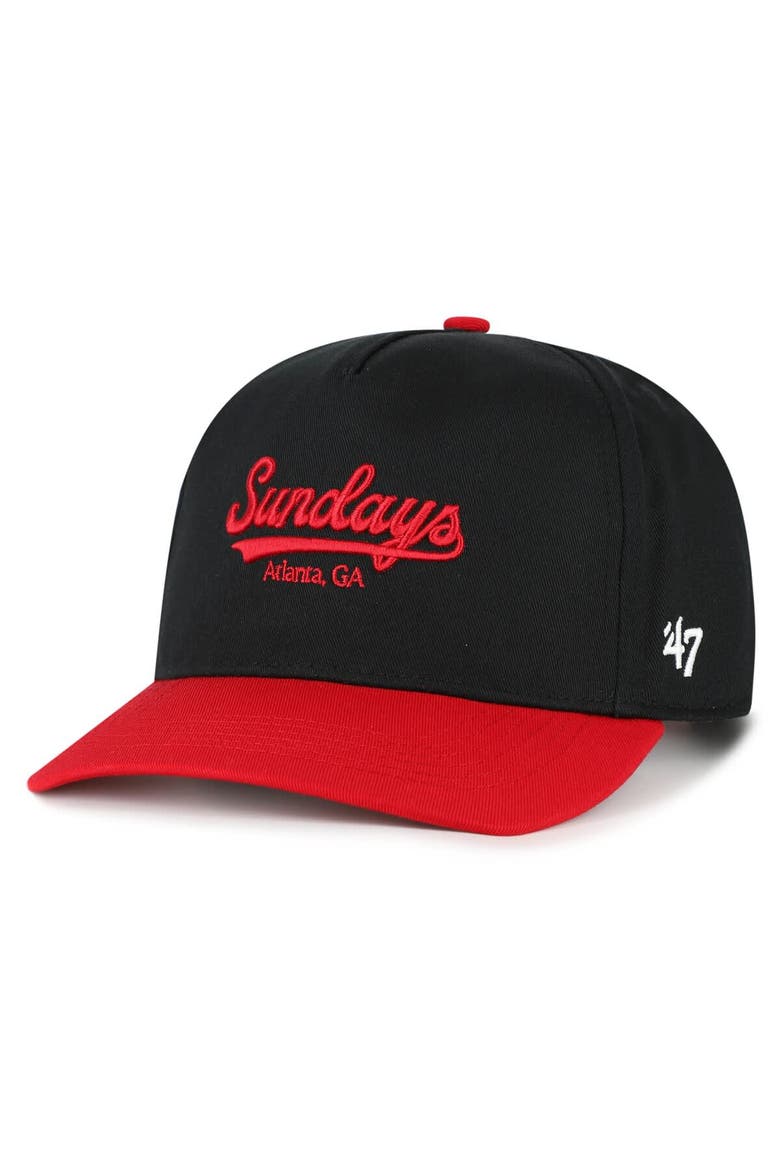 Men's '47 Black/Red Atlanta Falcons Sundays Sure Shot Hitch Two-Tone Adjustable Hat, Alternate, color, Black
