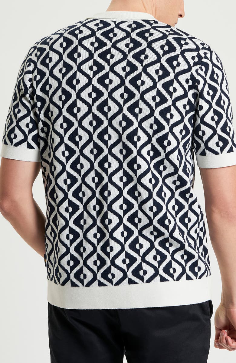 Ben Sherman Tile Jacquard Resort Knit Camp Shirt, Alternate, color, 