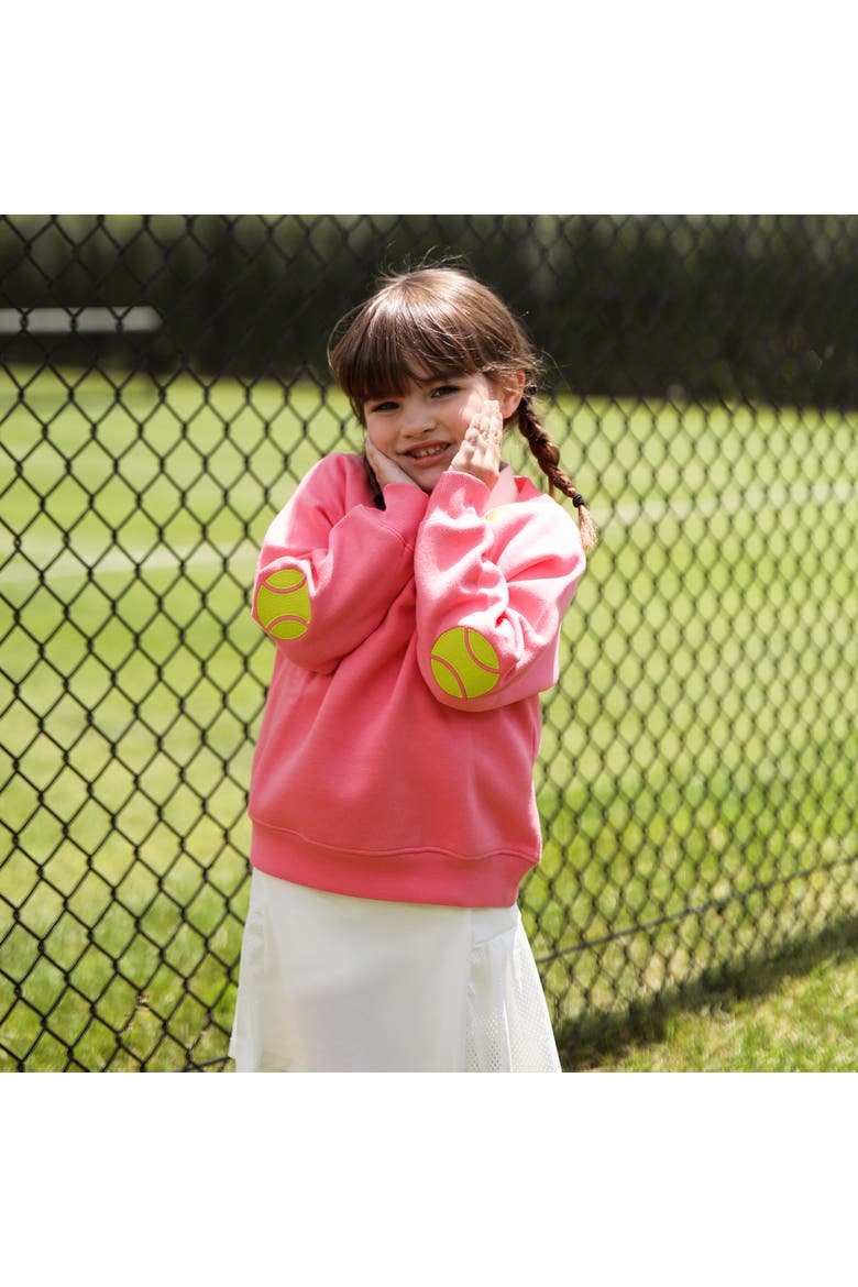 Kids On The Court Sweatshirt, Alternate, color, Coral Tennis Patches