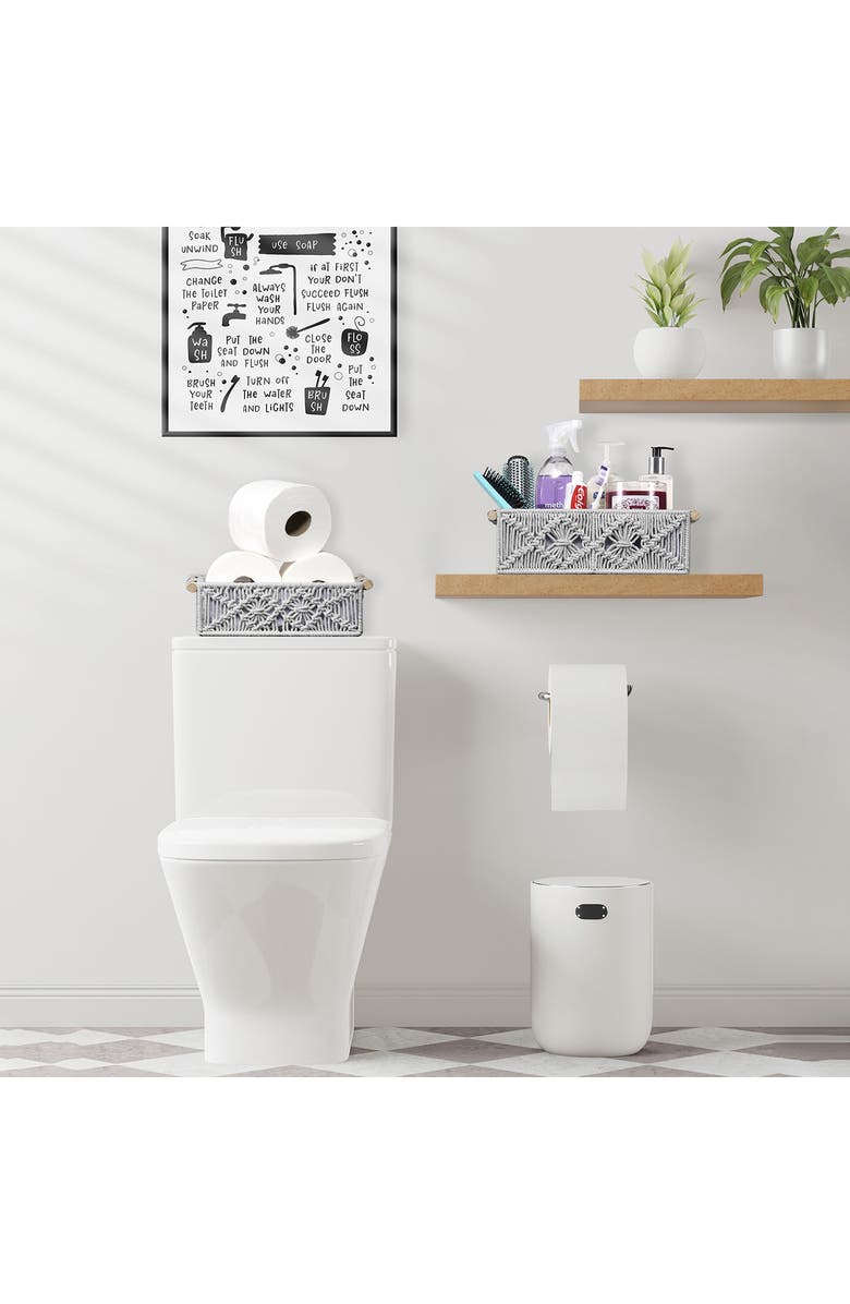 SORBUS 2-Pack Macramé Storage Basket, Alternate, color, Gray