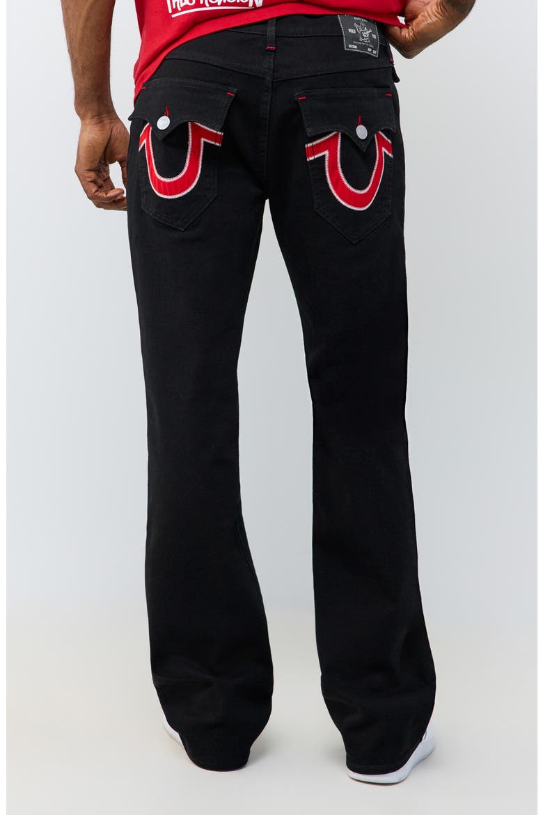 Billy Appliqué Button Flap Bootcut Jeans, Alternate, color, RINSE BLACK