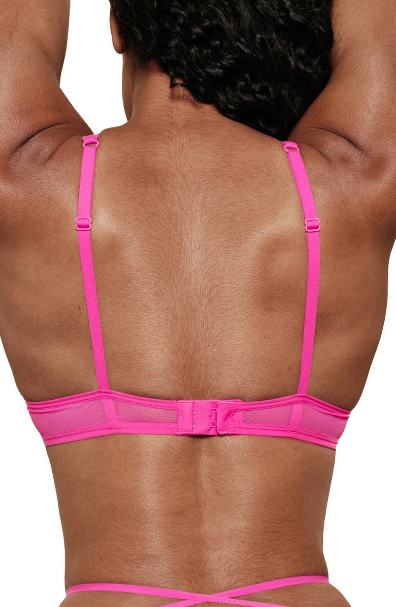 Love, Vera Floral Appliqué Underwire Balconette Bra, Alternate, color, Magenta