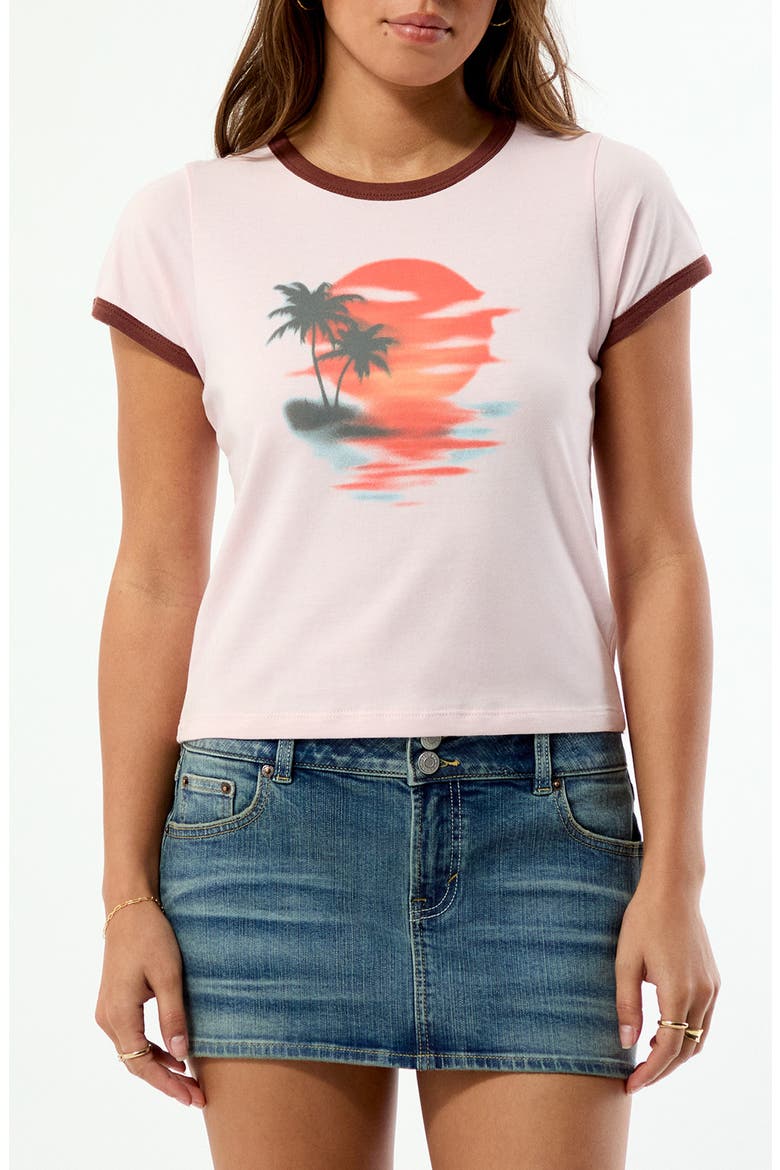 Sunset Skimmer Ringer Graphic T-Shirt, Main, color, PINK