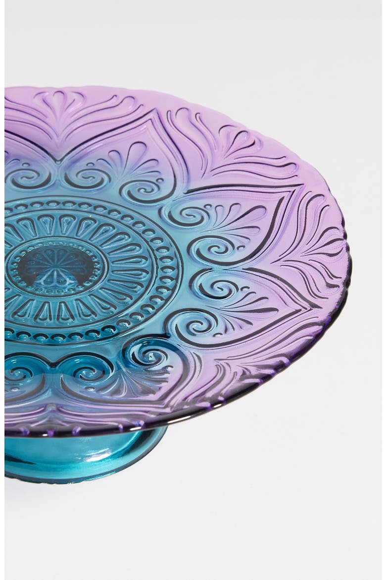 Anthropologie Soda Lime Glass Cake Stand, Alternate, color, PURPLE LIGHT BLUE