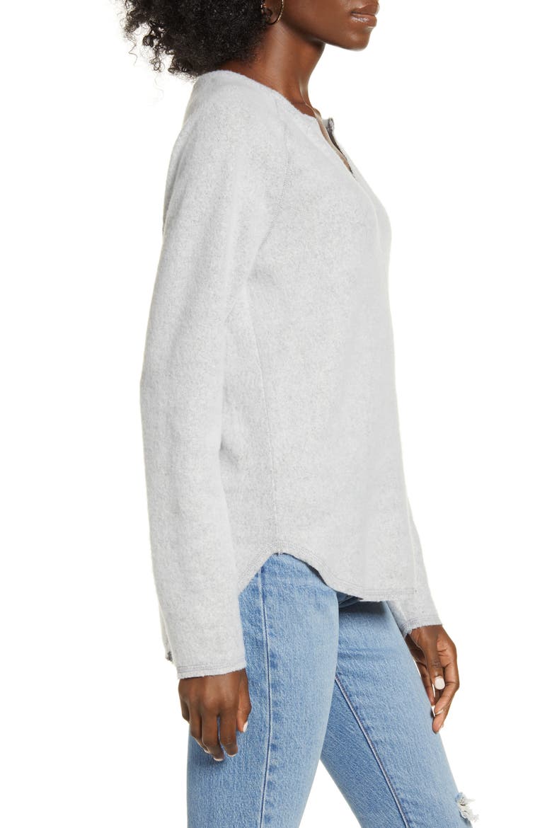 Split Neck Raglan Top, Alternate, color, HEATHER GREY