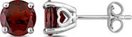 DELMAR Sterling Silver Round Garnet Stud Earrings