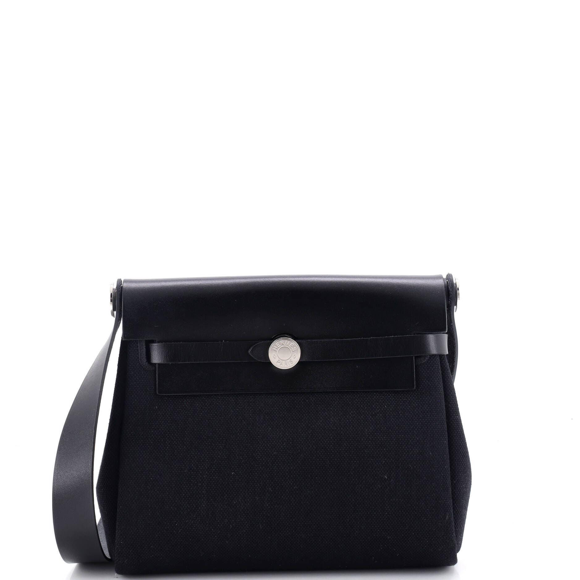 Pre-Owned Hermes Herbag Zip Toile and Leather 20, Main, color, Noir