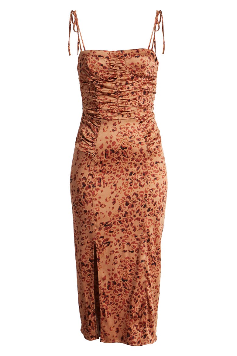 Show Stopper Body-Con Midi Dress, Alternate, color, BROWN COMBO