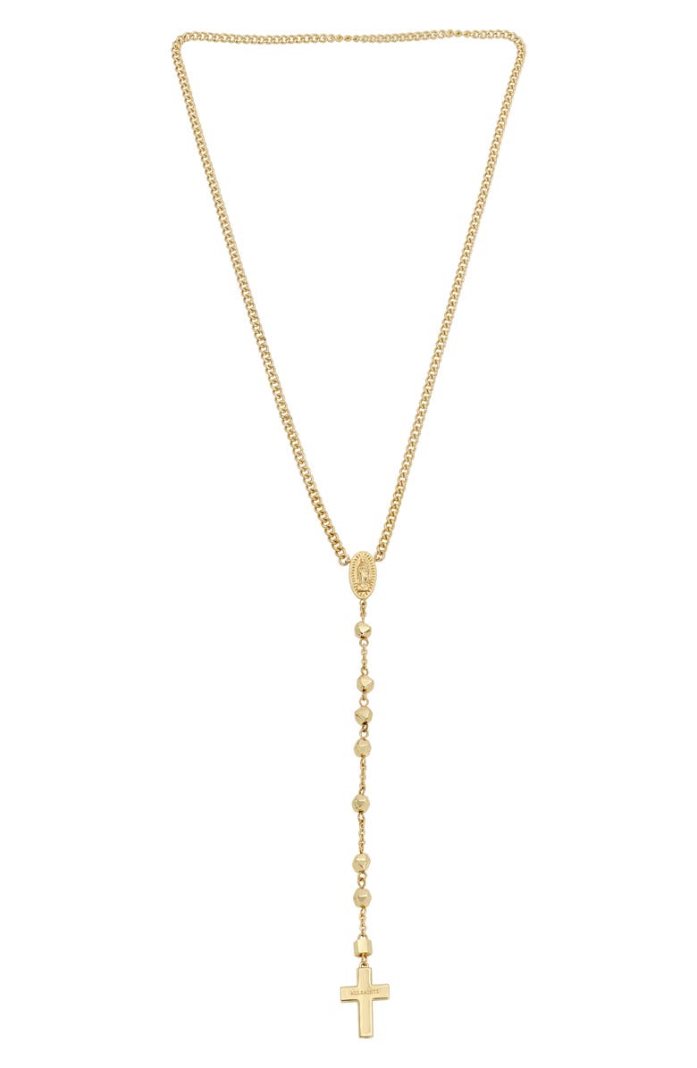 AllSaints Cross Y-Necklace, Main, color,