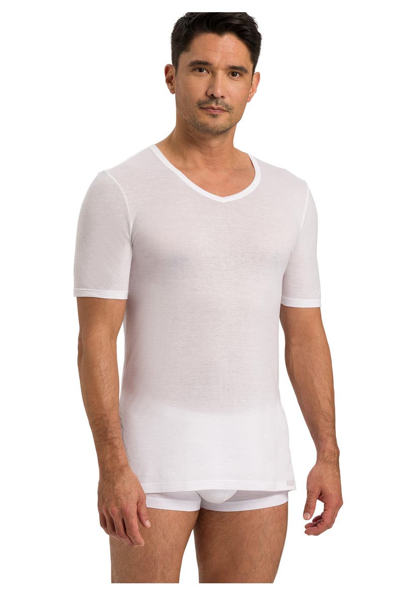 Ultralight Fitted Cotton V-Neck T-Shirt, Alternate, color, White