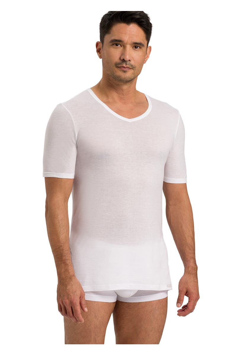 Hanro Ultralight Fitted Cotton V-Neck T-Shirt, Alternate, color, White