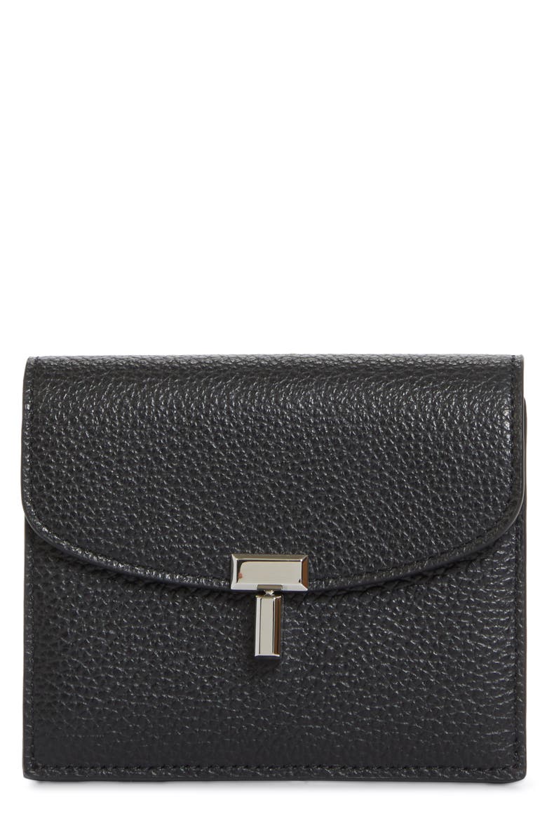 T-Lock Leather Card Holder, Main, color, BLACK