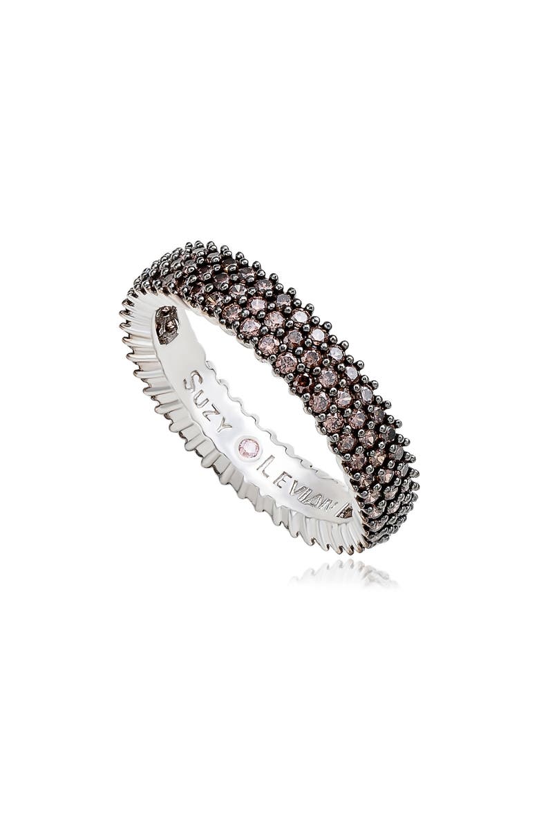 SUZY LEVIAN Pavé Brown Cubic Zirconia Eternity Band Ring, Main, color, White/Brown