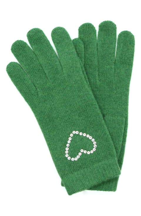 Crystal Embellished Heart Gloves