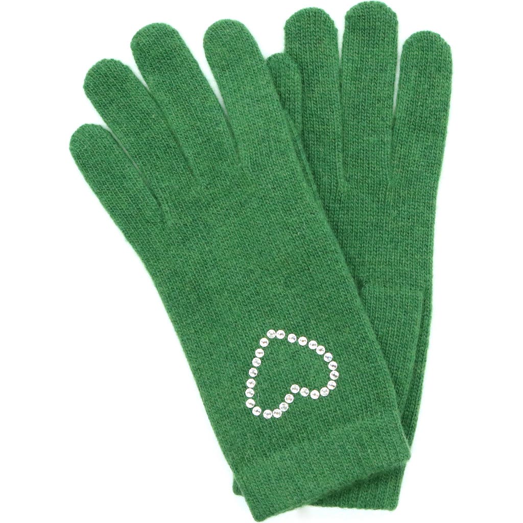 Portolano Crystal Embellished Heart Gloves In Green