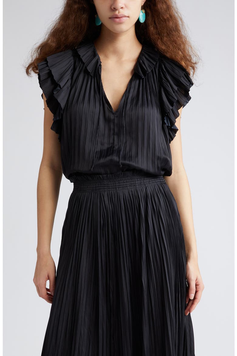 Elli Pleat Satin Stop, Main, color, NOIR