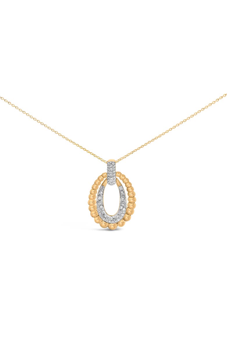Gold Vermeil 1/10 Cttw Diamond Bold Bead Pendant Necklace, Main, color, Silver