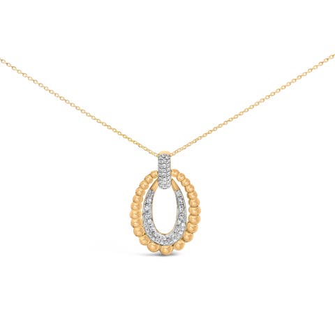 Gold Vermeil 1/10 Cttw Diamond Bold Bead Pendant Necklace