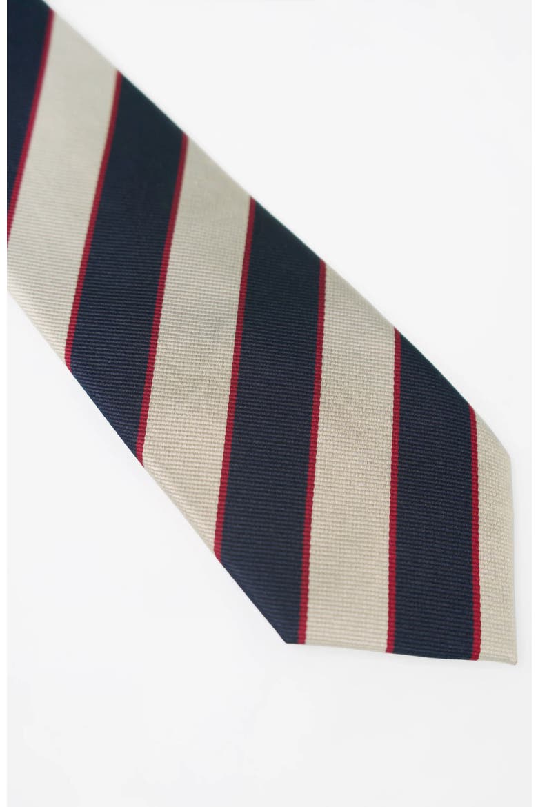 Striped Silk Tie, Alternate, color, Navy Stripe