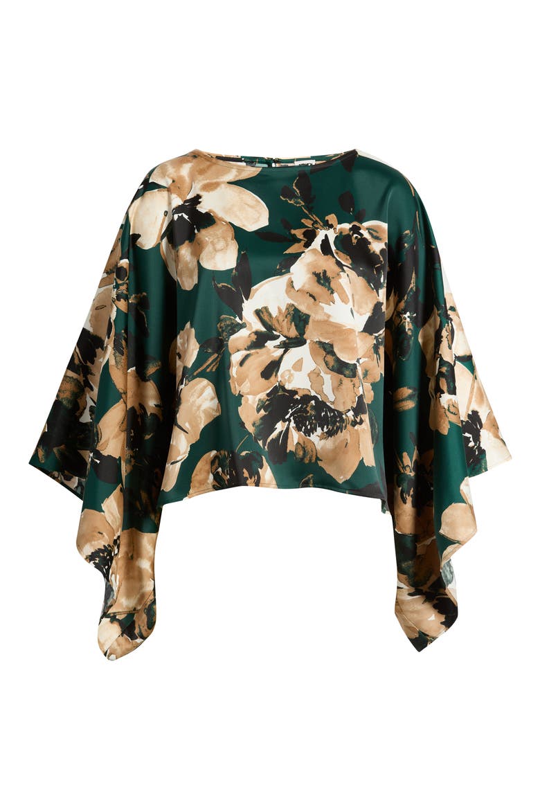 Bateau Neck Dolman Sleeve Cape Top, Alternate, color, PINE FOREST MULTI