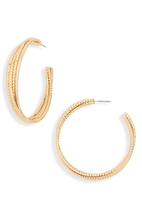 Textured Four Row Hoop Earrings