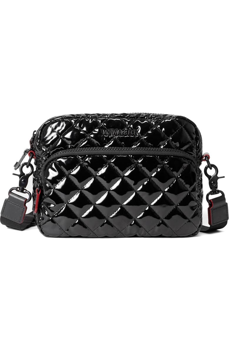 MZ Wallace Small Metro Quilted Nylon Camera Bag, Main, color, Black Lacquer