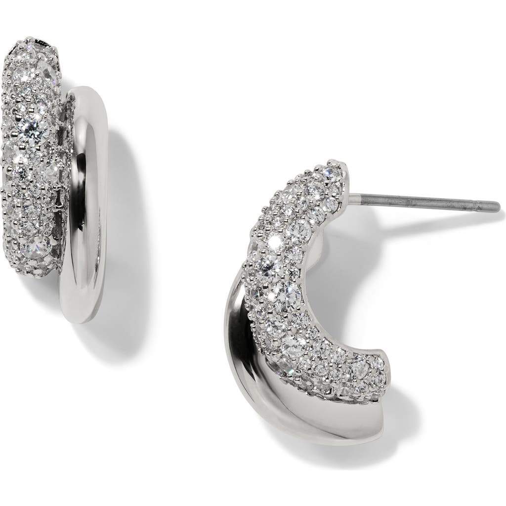 Nadri Pavé Double Hoop Earrings In Metallic