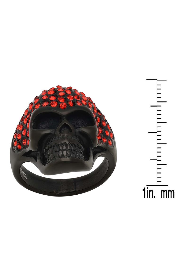 Men's Pavé Skull Ring, Alternate, color, BLACK