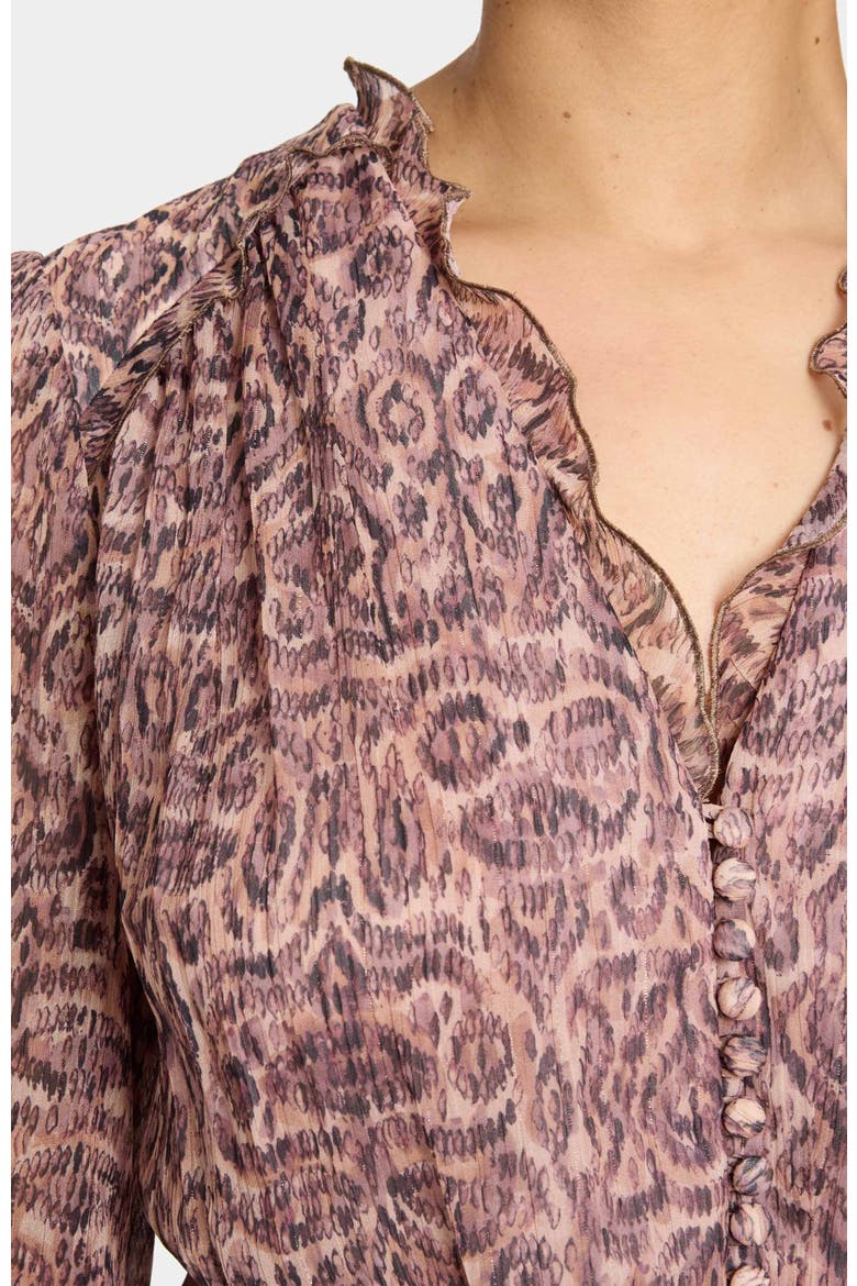 Lana Long Sleeve Ruffle Top in Paisley Printed Georgette, Alternate, color, DUSTY LILAC MULTI