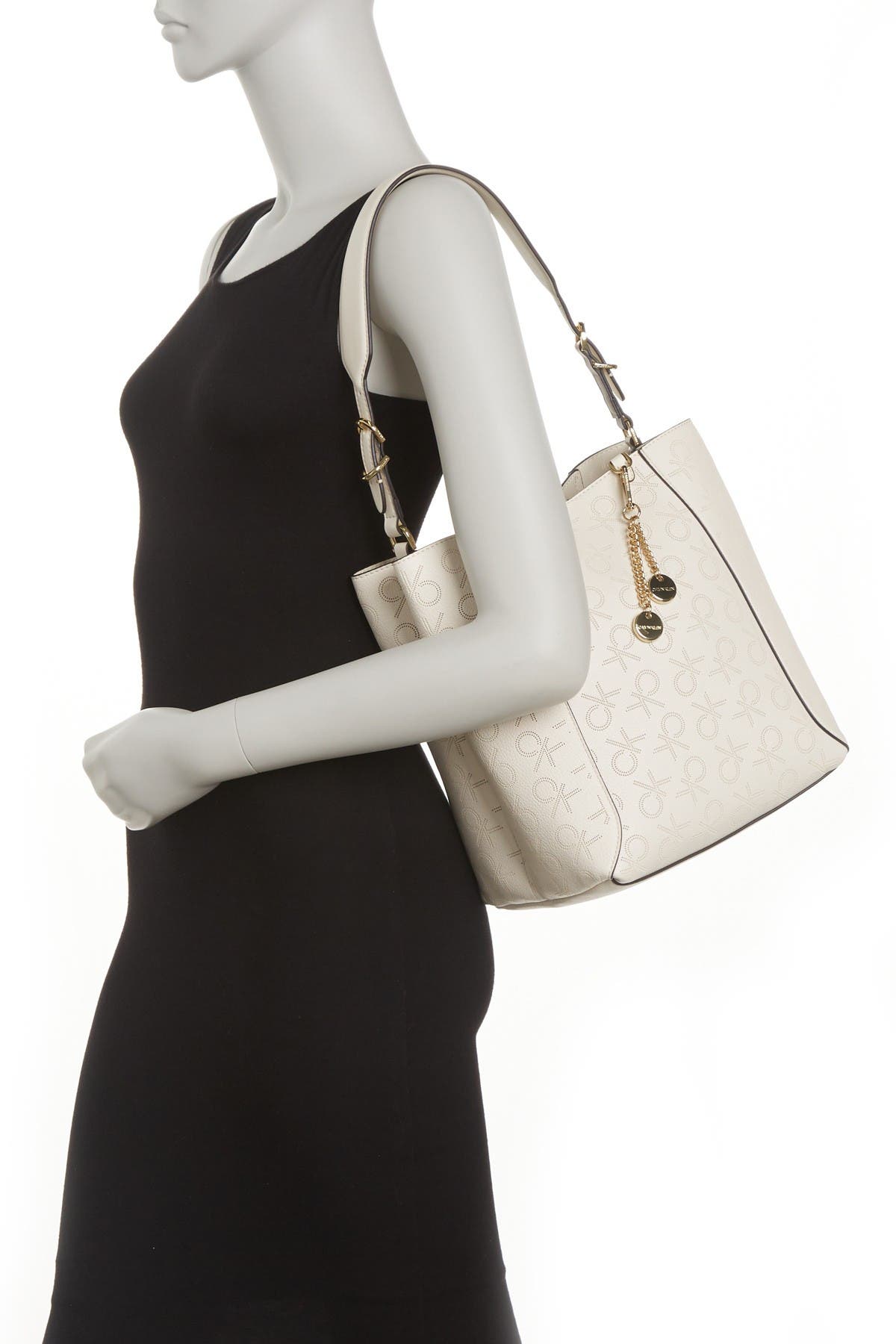 Calvin Klein Denver Perforated Montego Logo Hobo Shoulder Bag, Alternate, color, 