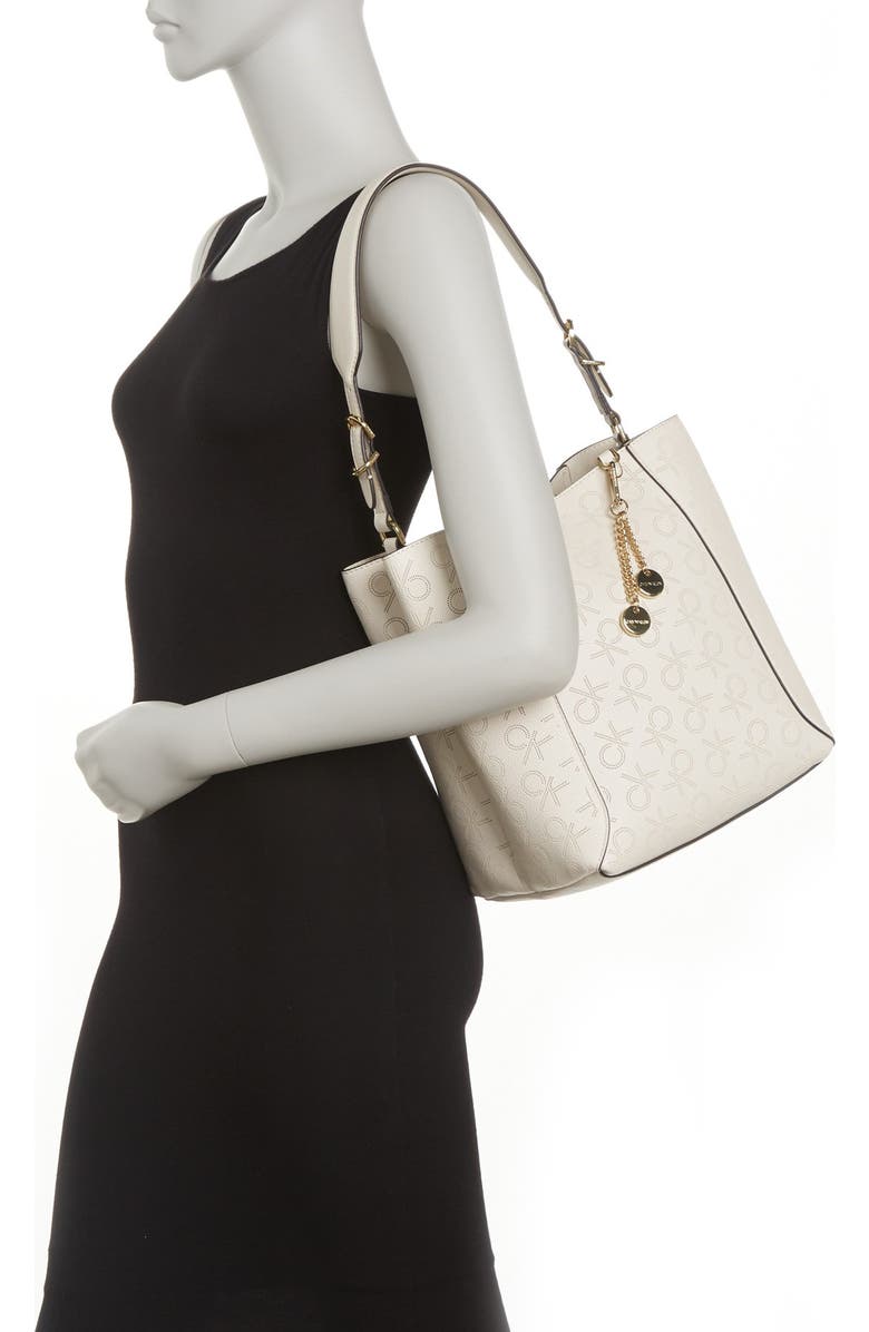 Calvin Klein Denver Perforated Montego Logo Hobo Shoulder Bag, Alternate, color,