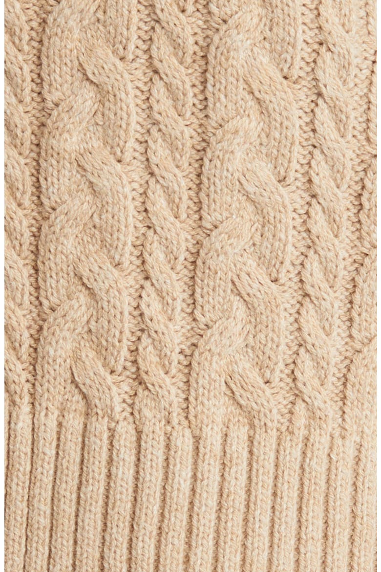 Crystal Embellished Cable Knit V-Neck Cotton Blend Cardigan, Alternate, color, LATTE