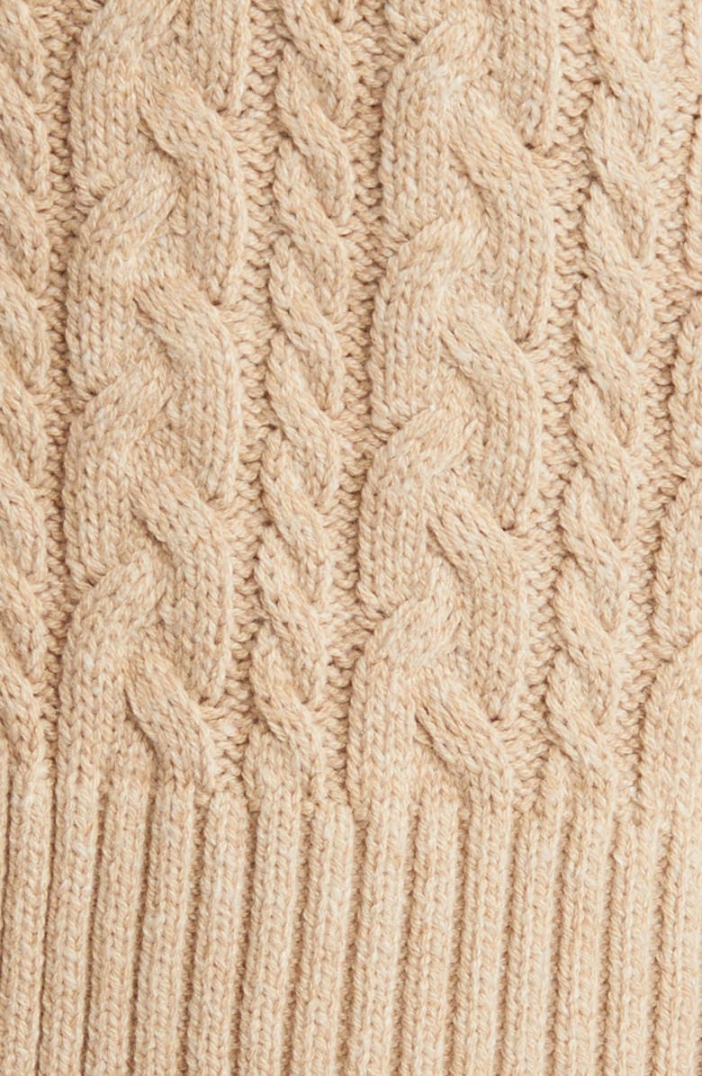 Anne Klein Crystal Embellished Cable Knit V-Neck Cotton Blend Cardigan, Alternate, color, 