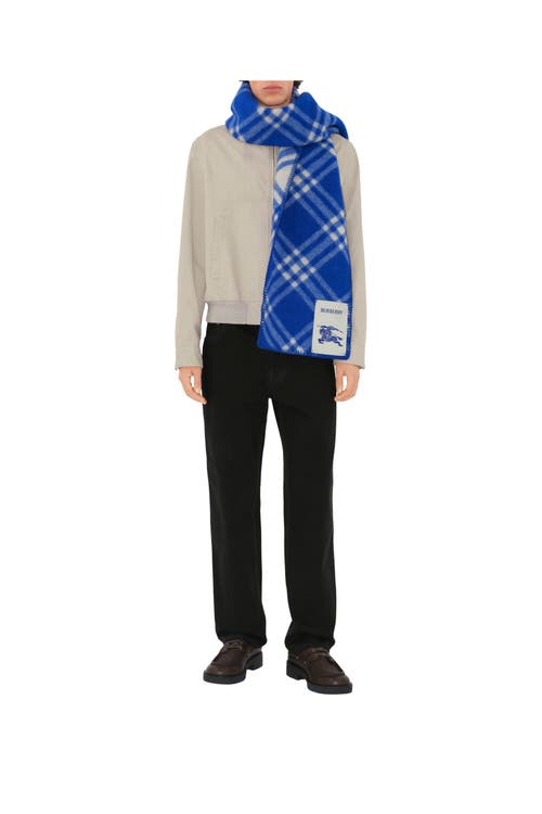 Burberry Check-print Wool Scarf In Knight