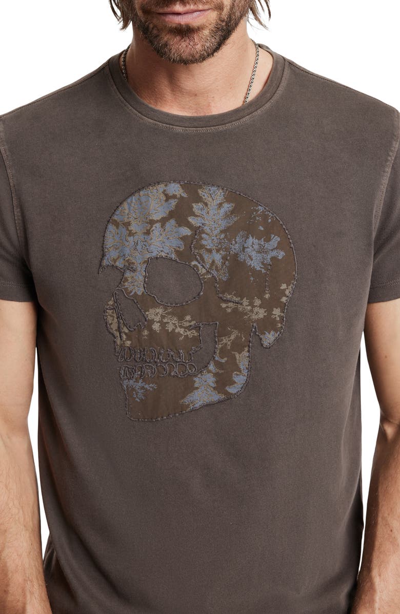 John Varvatos Skull Appliqué T-Shirt, Alternate, color, Kalamata