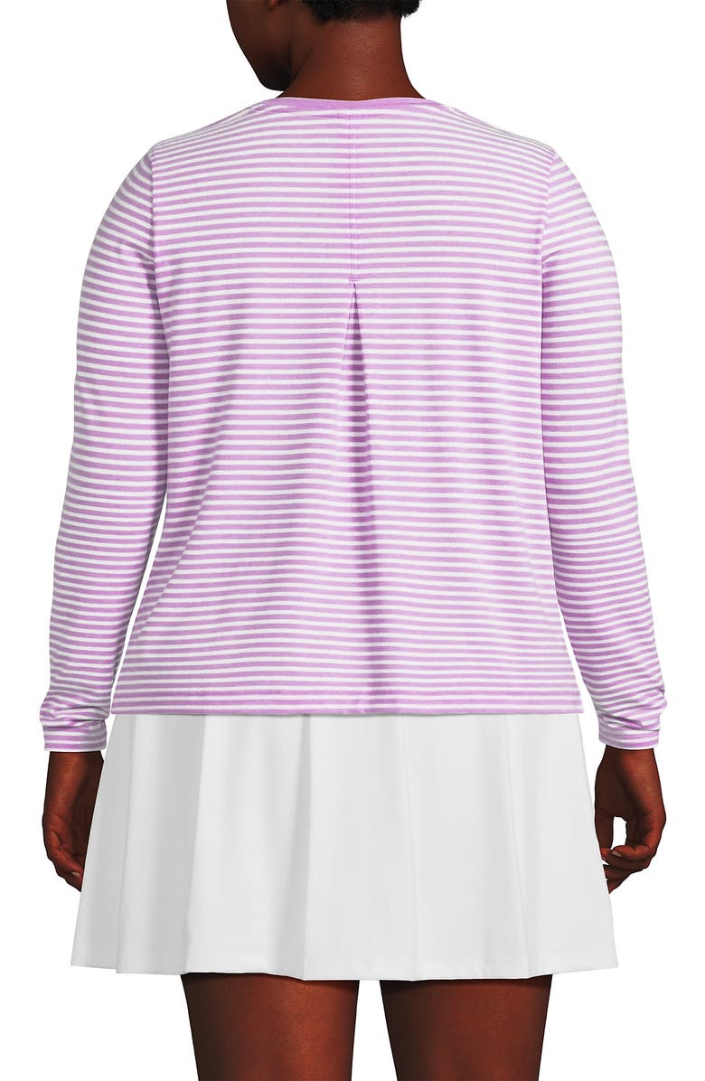 Lands' End Power Performance Long Sleeve Scoopneck Tee, Alternate, color, Wild Lilac/White Mini Stripe