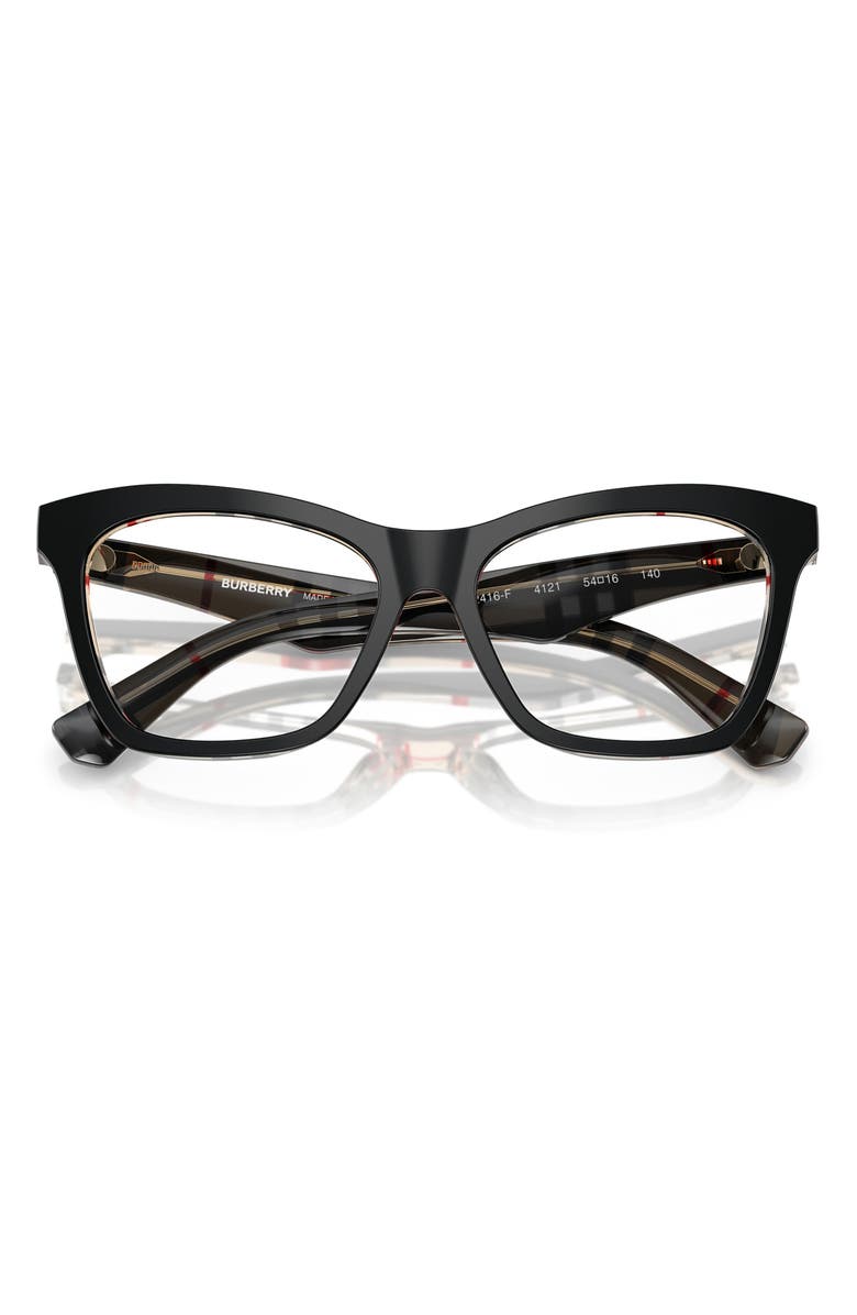 Burberry 52mm Cat Eye Optical Glasses, Alternate, color, Black Vintage Check / Demo
