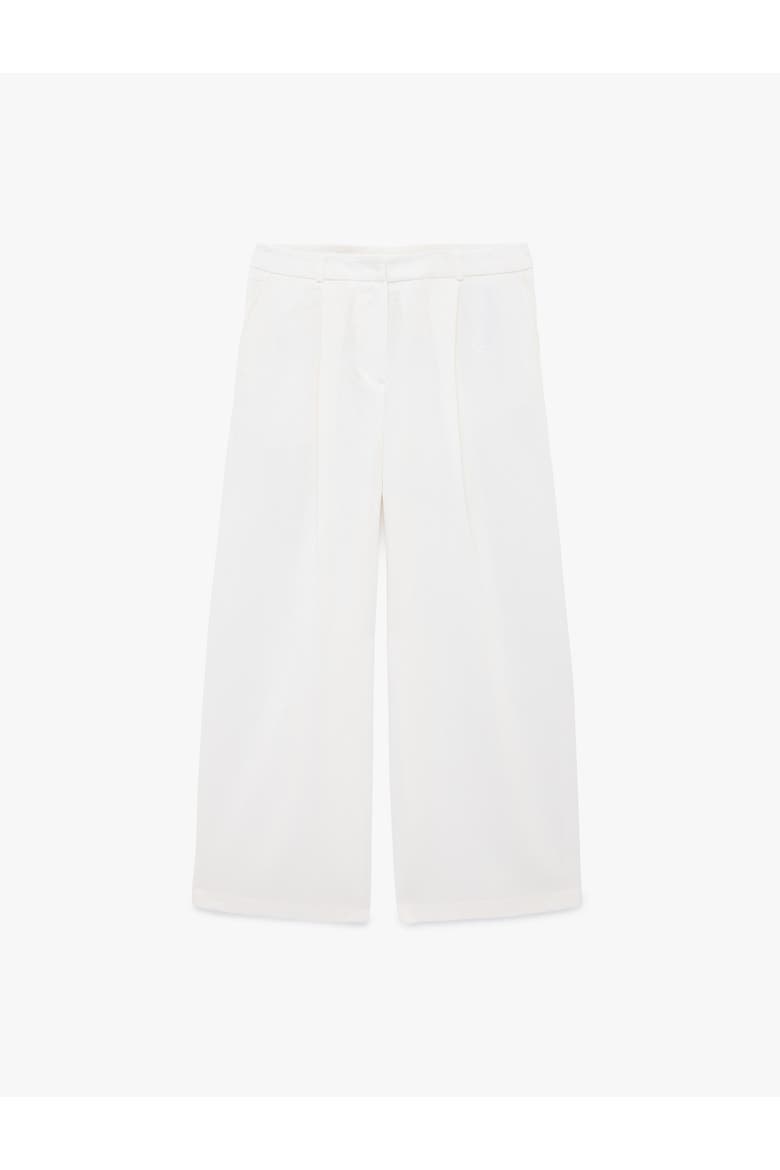 Linen Blend Pleated Tailored Wide Leg Pants, Alternate, color, WHITE