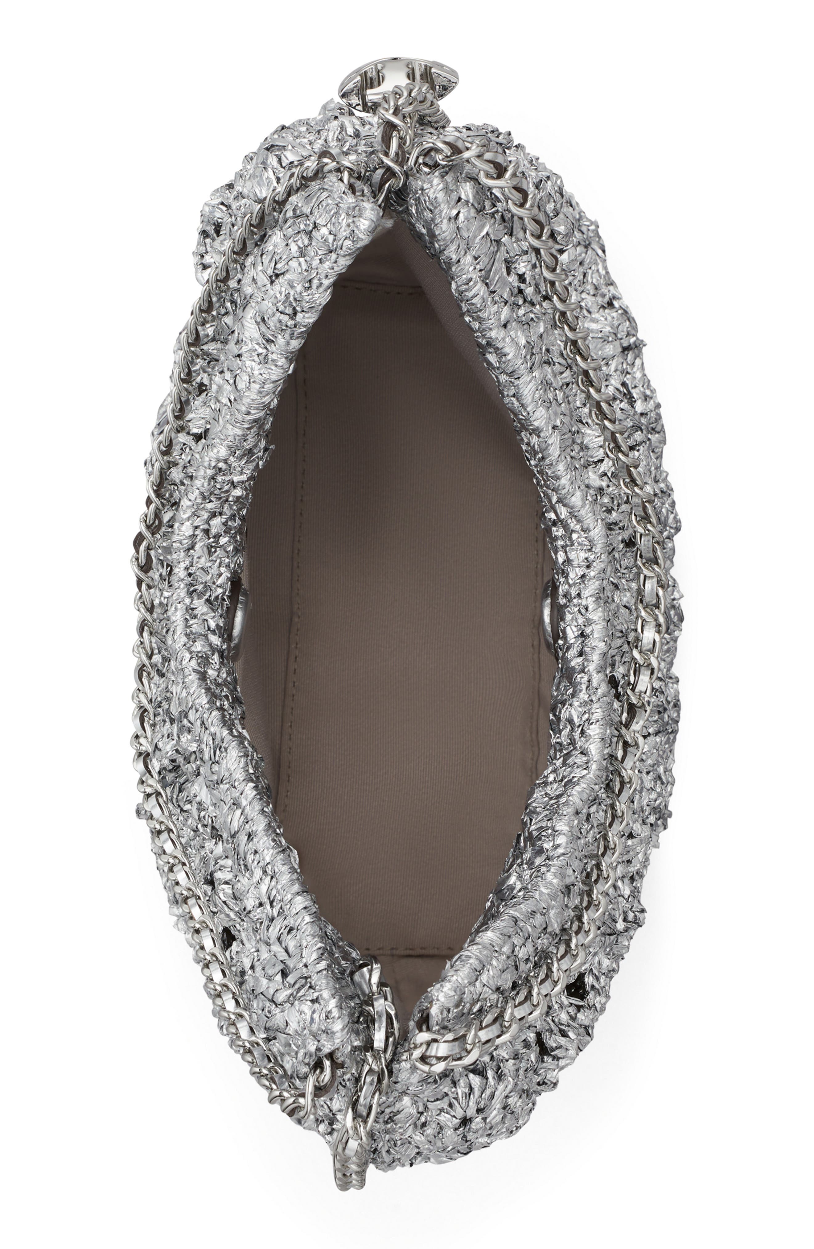 Tory Burch Fleming Metallic Woven Mini Hobo Bag, Alternate, color, 