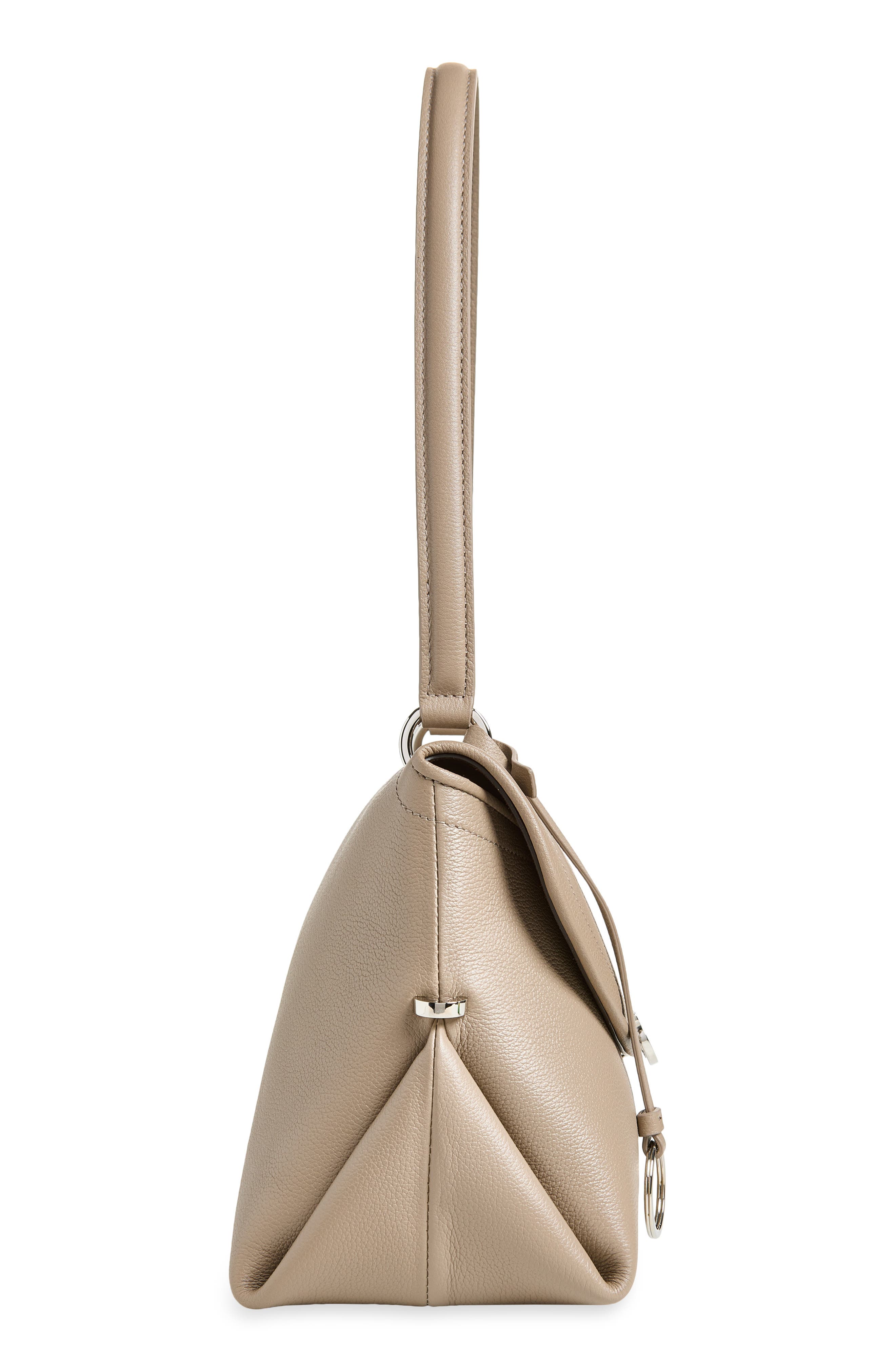 Gancio Leather Shoulder Bag, Alternate, color, WARM TAUPE T DI MORO