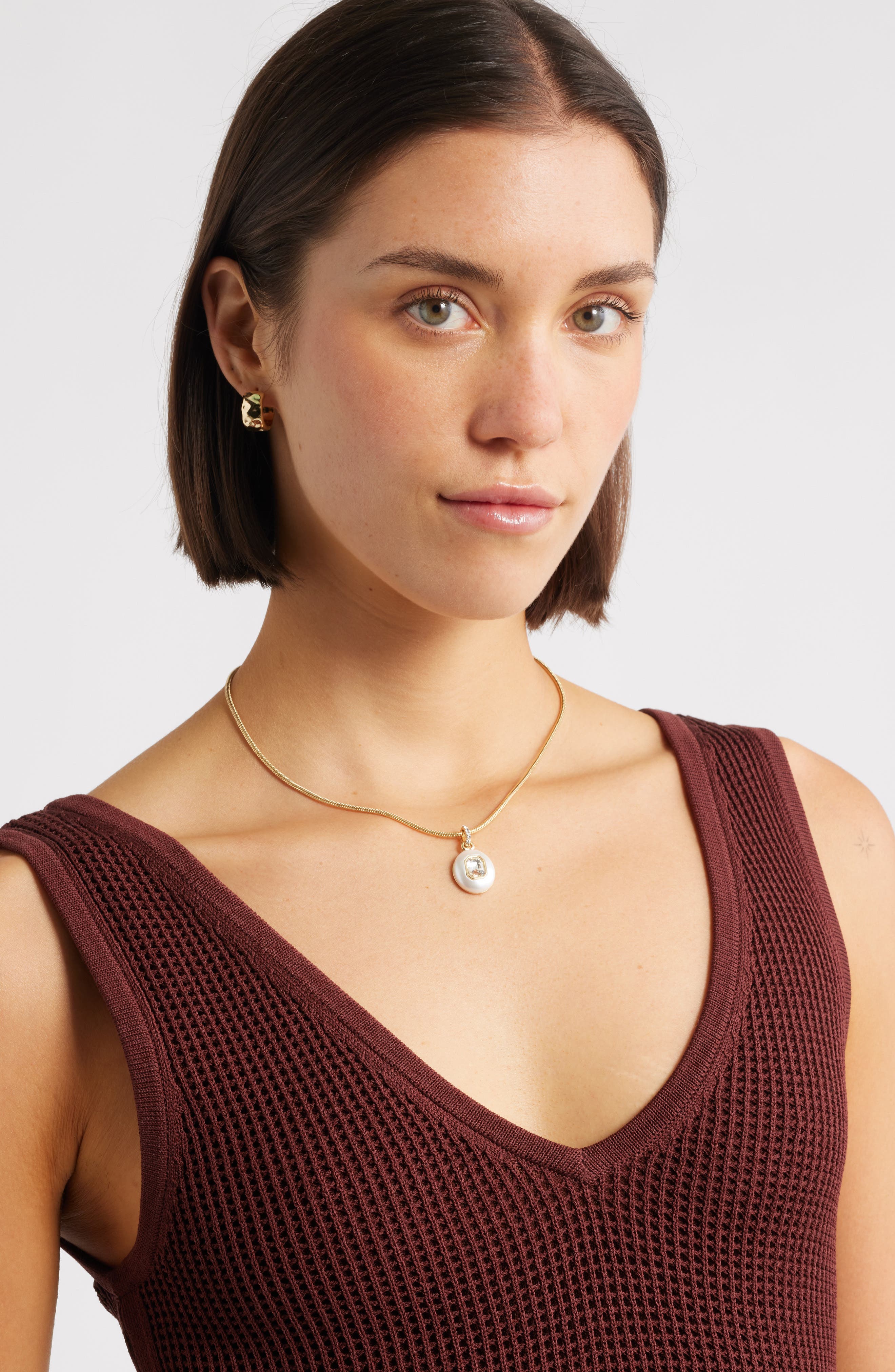 Nordstrom Crystal Inlay Oval Pendant Necklace (Women) | Nordstromrack