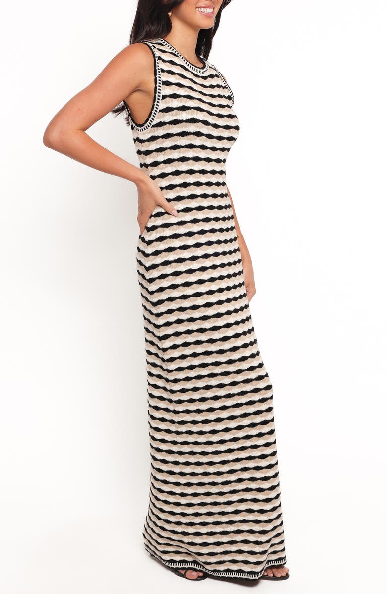 Petal & Pup Maud Sleeveless Knit Maxi Dress, Alternate, color, Black/ White
