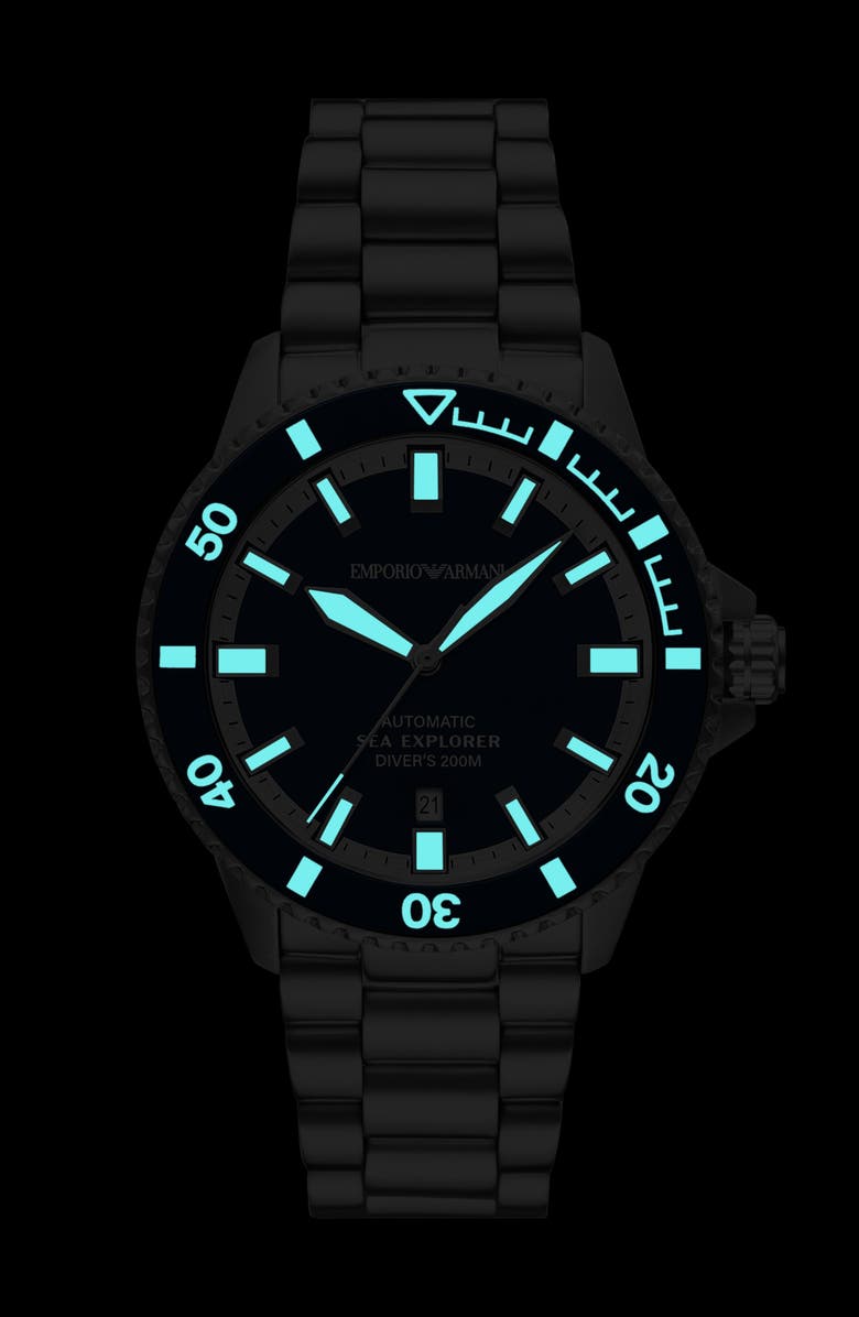 Emporio Armani Sea Explorer Bracelet Strap Automatic Diving Watch, 42.5mm, Alternate, color,