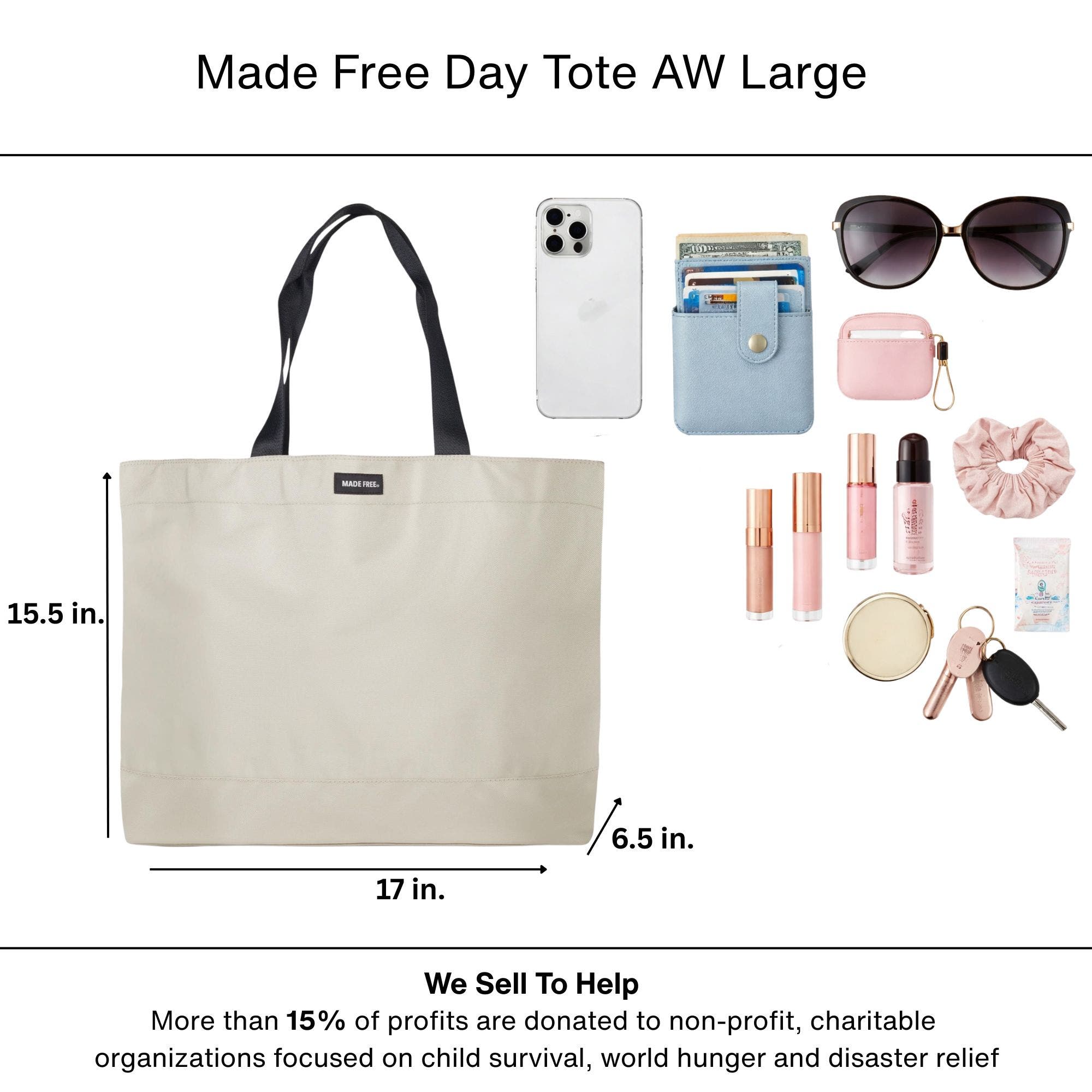 Made Free Day Tote AW Large, Alternate, color, Sand