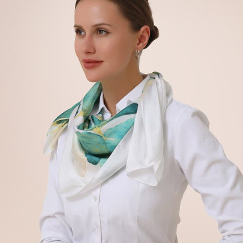 Youzey Clover Green & White Lightweight Scarf In Multi