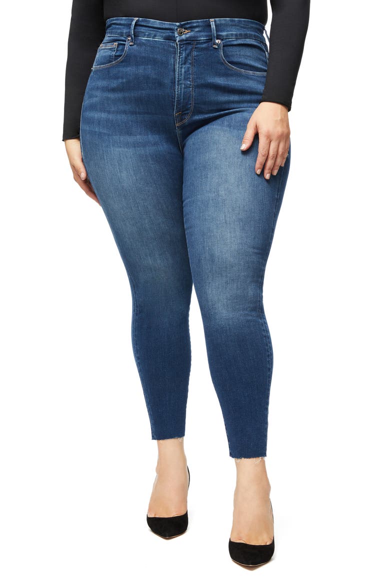 Good Waist High Waist Raw Hem Ankle Skinny Jeans, Alternate, color, BLUE331