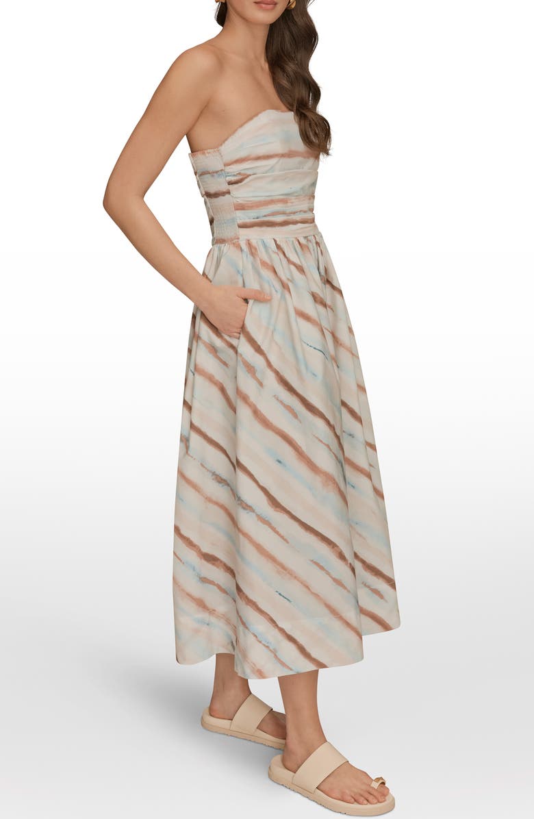 Donna Karan New York Watercolor Print Strapless Maxi Dress, Alternate, color, Waterclr S