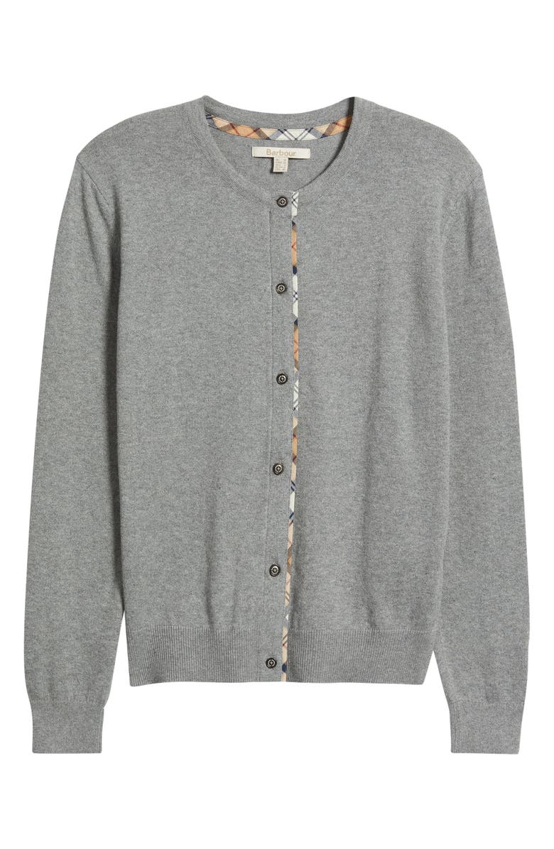 Barbour Bredon Tartan Accent Cotton & Cashmere Cardigan, Alternate, color,