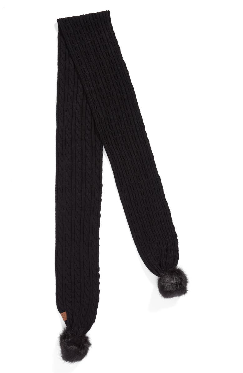 C.C<sup>®</sup> CC Faux Fur Pompom Knit Scarf, Alternate, color, 