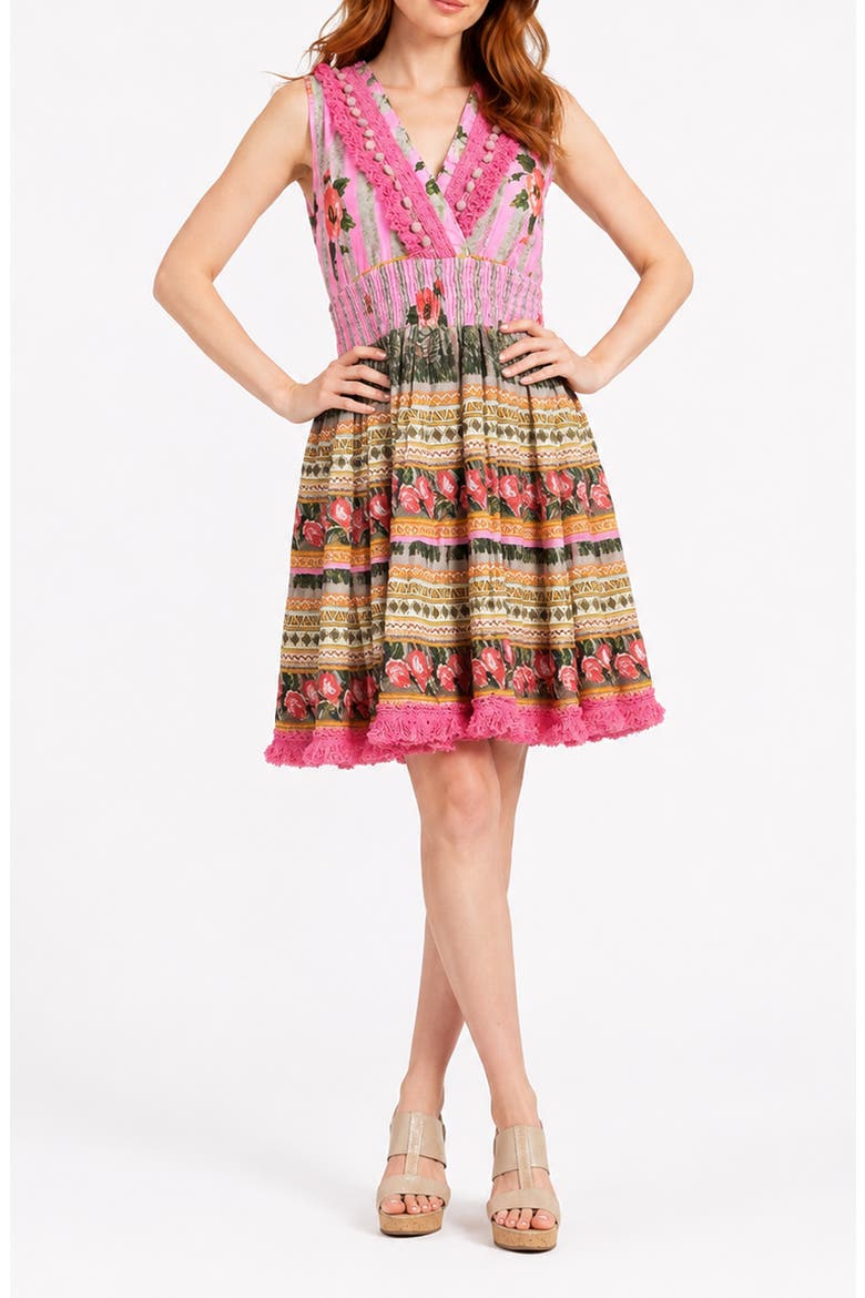 Sleeveless Pom Pom Trim Dress, Main, color, PINK